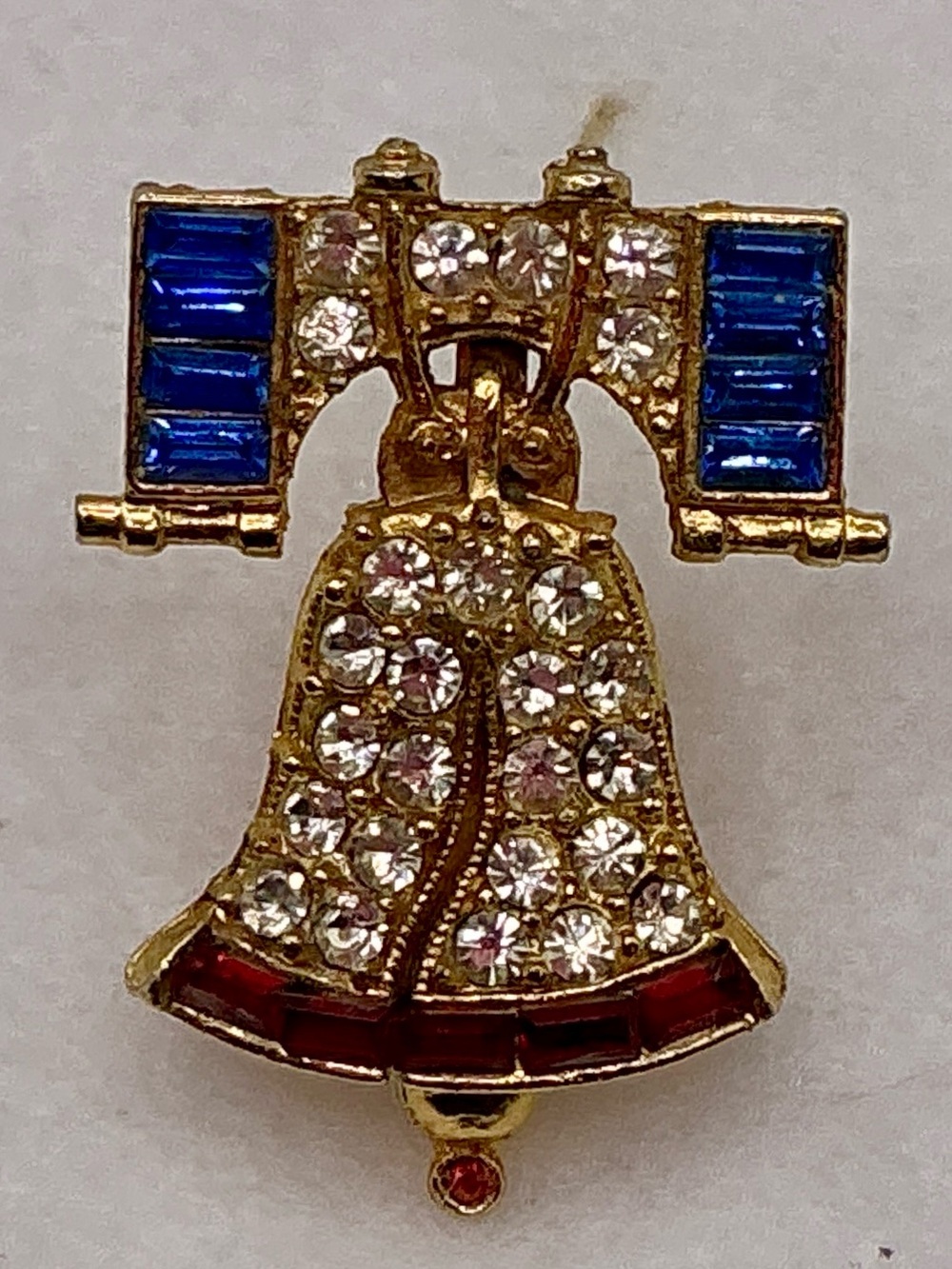 Vintage Rhinestone Liberty Bell Pin